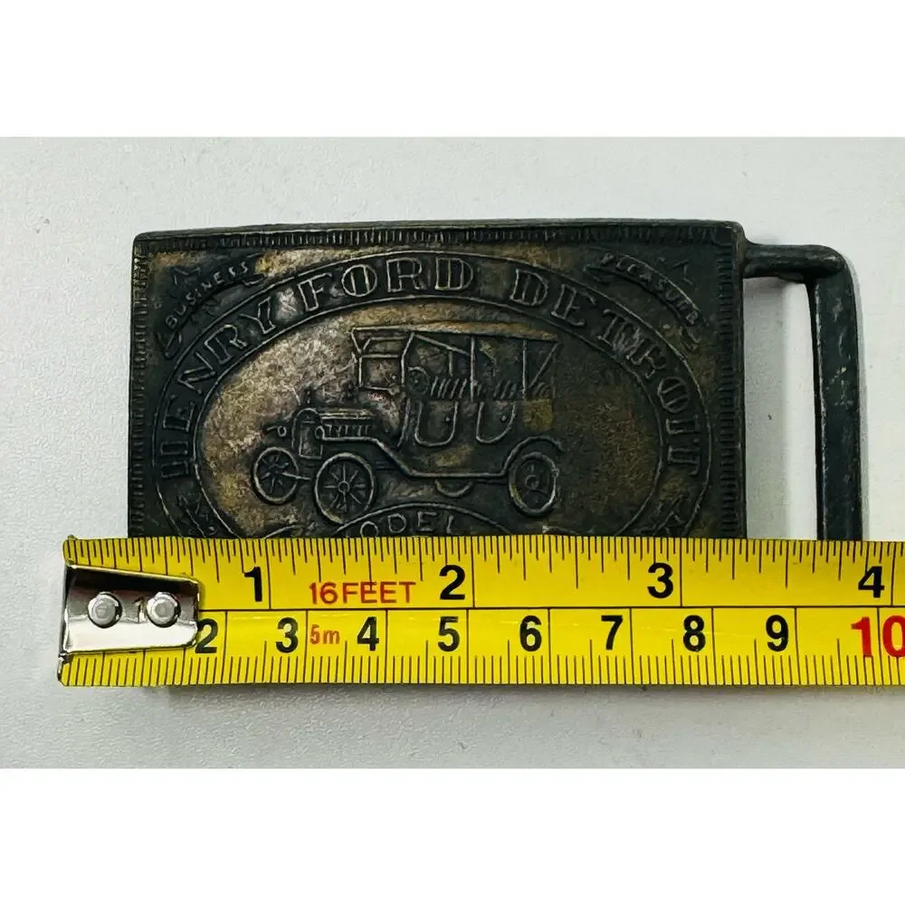 Vintage Brass Henry Ford Automobiles Belt Buckle Model T Unique Great Condition